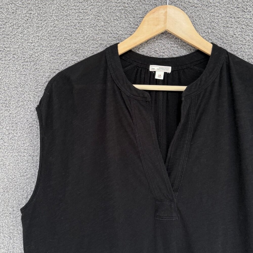 GAP Oversized Split-neck slub cotton sleeveless tee